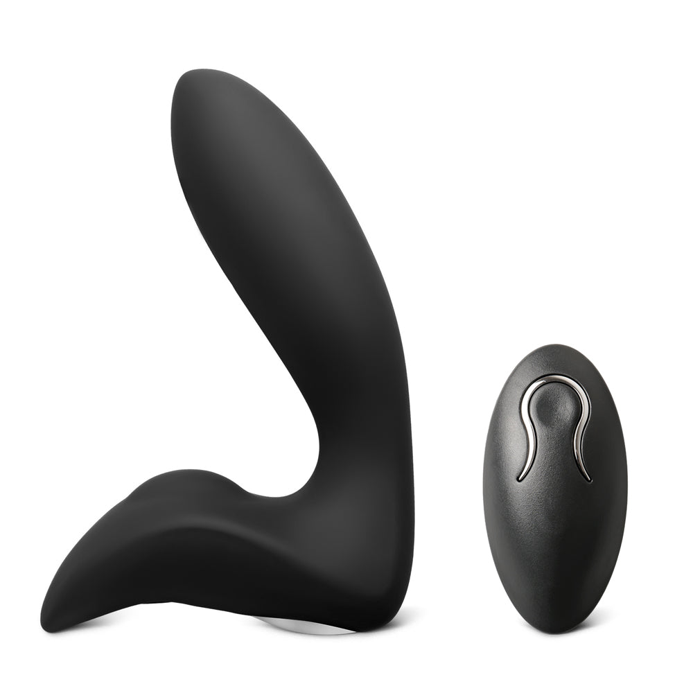 12 Speeds Remote Control Rechargeable Black Silicone Prostate Massager